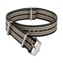 NATO-Armband - Gestreiftes dunkelbraun-grau-beigefarbenes Polyamidarmband - 031CWZ014739