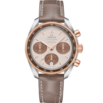 Speedmaster 38 38 mm, Stahl - Sedna™-Gold mit Lederarmband - 324.23.38.50.02.002