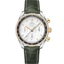 Speedmaster 38 38 mm, acciaio-oro giallo su cinturino di pelle - 324.28.38.50.02.001