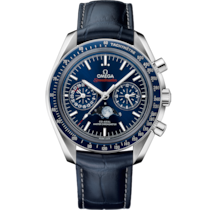 Speedmaster Mondphase 44,25 mm, Stahl mit Lederarmband - 304.33.44.52.03.001